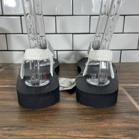 Skechers Meditation Sparkly Fleur Womens 8 Shoes White T-Strap Thong Sandals NEW - Picture 4 of 13